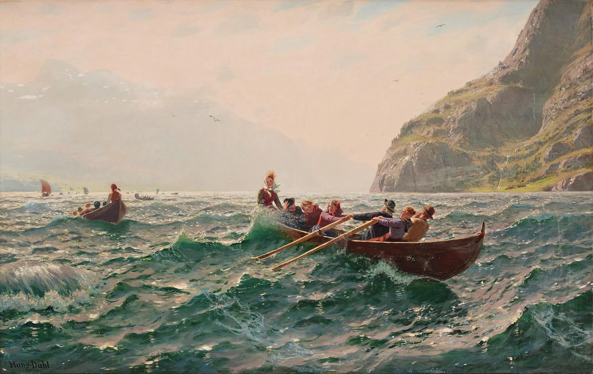Hans Dahl, Fjordlandskap med roende sällskap. — Bukowskis