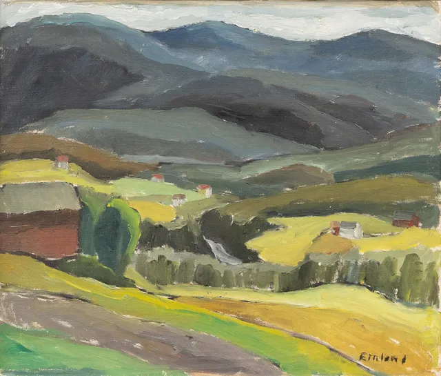 EINAR EMLAND. Fjällandskap, olja på duk, signerad.