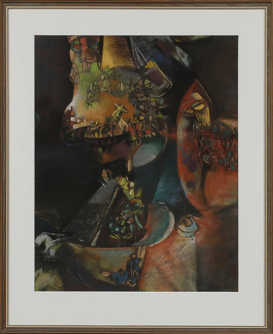 SVEN ERIK JOHANSSON. Surrealistisk bild, pastell, signerad. — Paintings — Göteborgs Auktionsverk