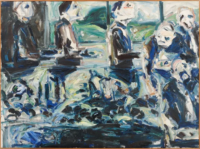 ÅKE NILSSON. Komposition med figurer, olja på duk.