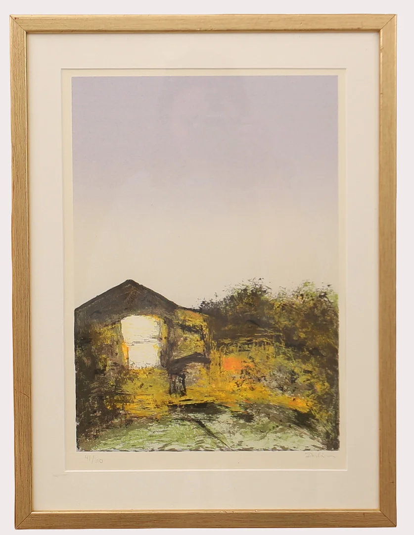 ROLF DALIN. Färglitografi, landskap med byggnad, numrerad 41/110, signerad Dalin. — Engravings & Prints — Limhamns Auktionsbyrå