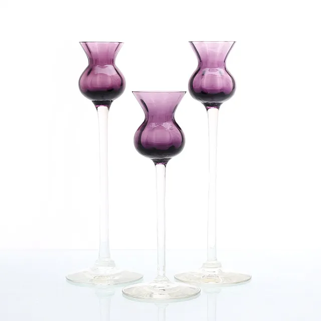 ELSA SÖDERBERG. Ljusstakar, 3 st, "Tistel", glas, Hovmantorp.