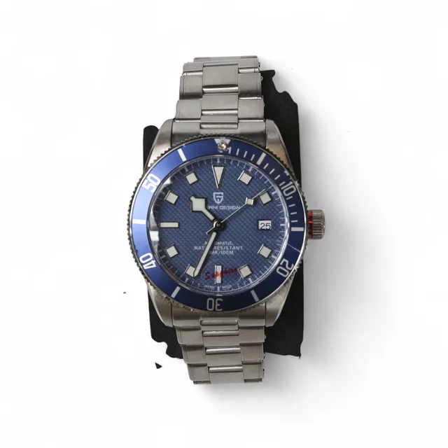 ARMBANDSUR, Pagani Design, med stålboett och stållänk. , Automatic,100m, Bakboett med glas.