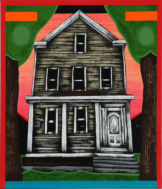 “Van siclen aven(ue) Brooklyn”, 2014. Signed on the reverse with title and date. Acrylic on canvas. 45×40 cm. Unframed.