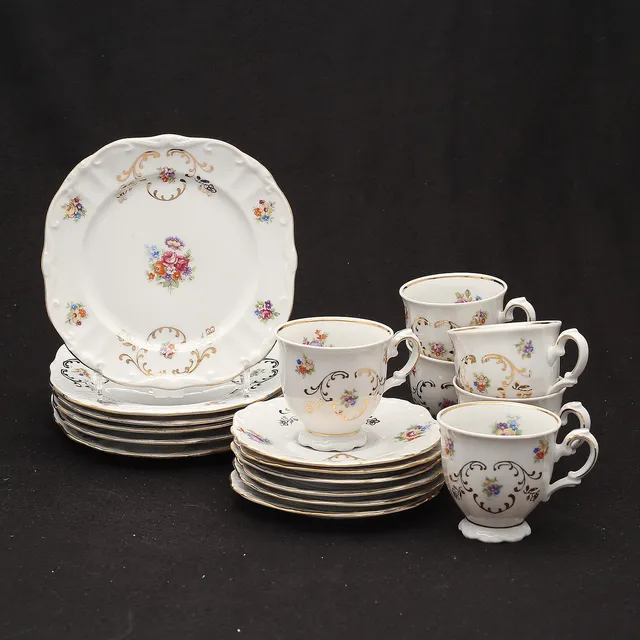 KAFFESERVIS, 18 delar, porslin, Bavaraia.