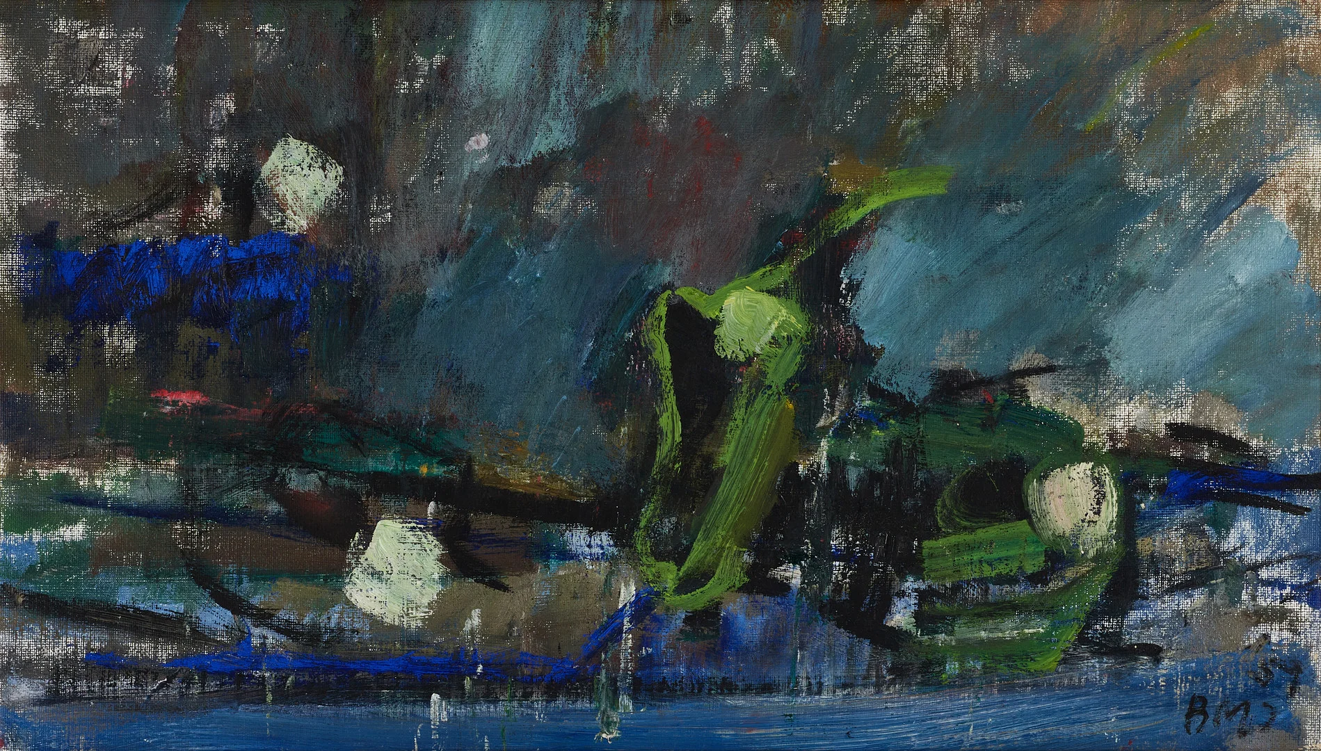BRITT-MARIE JACOBSSON (Göteborg 1918-1992 Stockholm), Komposition, monogramsignerad och daterad BMJ 59, olja på duk. — Paintings — Crafoord Auktioner Stockholm