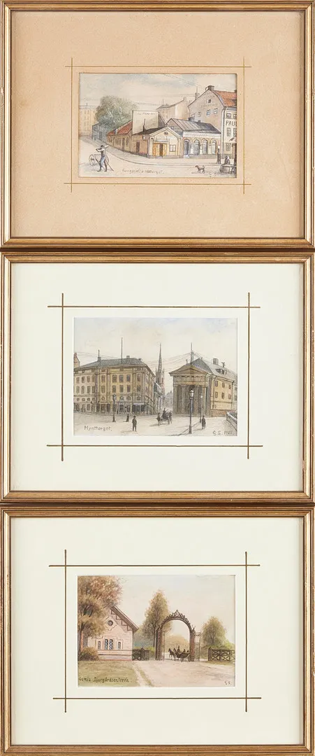 GEORG STOOPENDAAL. Stockholmsmotiv, 5 st, akvarell på papper, monogramsignerade, 1900-talets början.