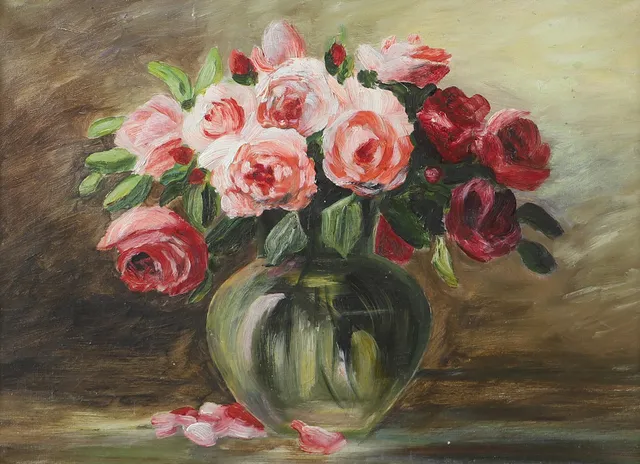 STURE KANDELL. Blomsterstilleben, olja på duk, signerad S. Kandell 1918.