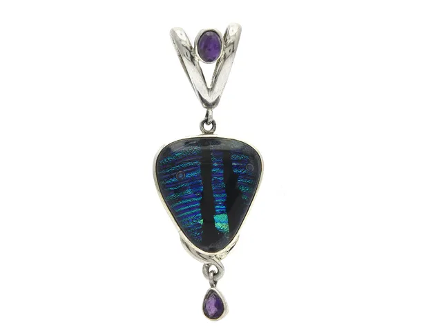 HÄNGE, silver, färgat glas, ametist, vikt 13,8 g.
