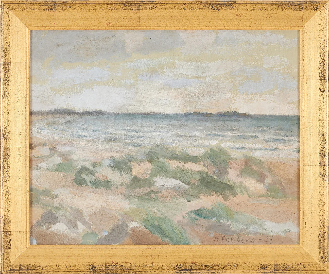 BIRGER FORSBERG (1922-2012). Kustmotiv, olja på pannå, signerad -57. — Paintings — Stockholms Auktionsverk Sickla