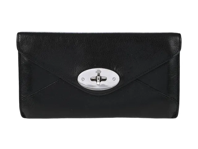PLÅNBOK, MULBERRY, Envelope Wallet, svart läder, silverfärgade beslag, kontokort, sedlar, dustbag, bruksslitage.