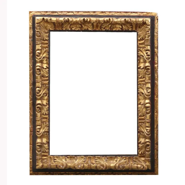Baroque frame in carved, polychrome and gilded wood, from the late 17th century to the beginning of the 18th century.