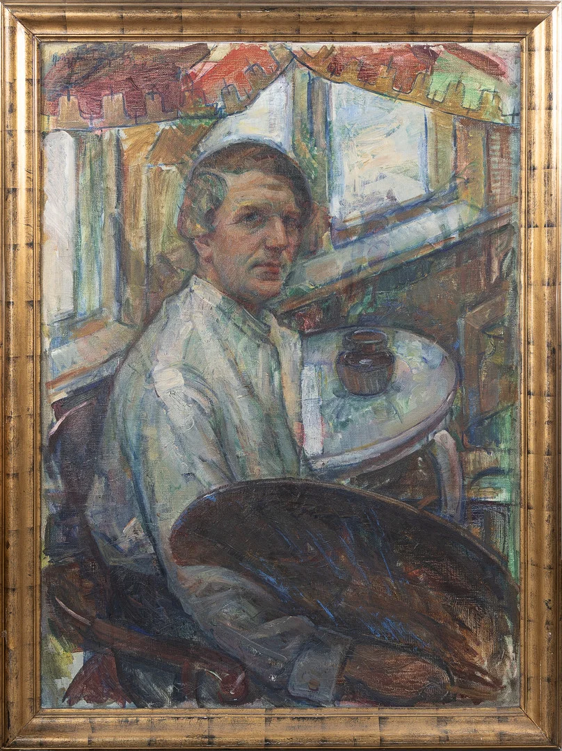 HENNING MALMSTRÖM. Självporträtt, olja på duk, signerad -23. — Paintings — Stockholms Auktionsverk Helsingborg
