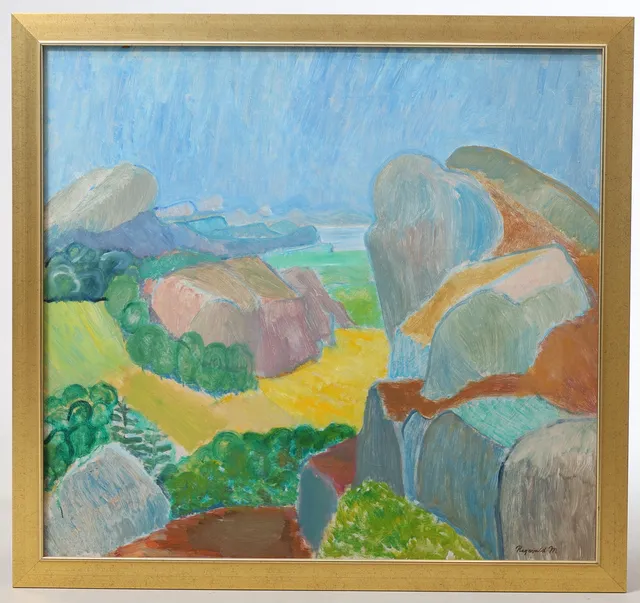 RAGNVALD MAGNUSSON. Landskapsmålning, olja på pannå, signerad, 1900-talets andra hälft.