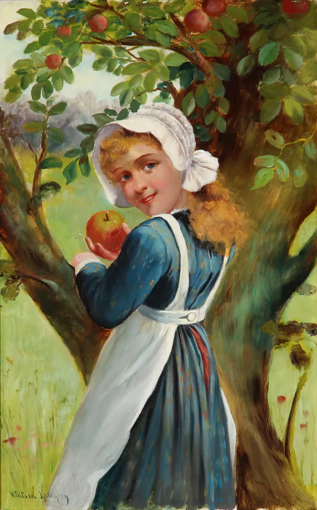 William Langley. Girl by the Apple Tree
