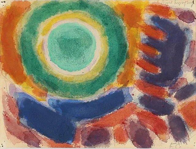Composition. Signed F.C. Watercolour on paper. Visible size 16×22 cm.