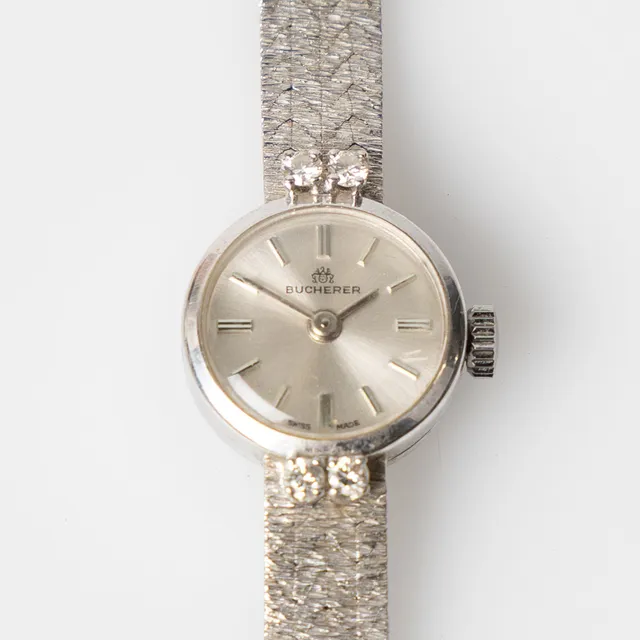 BUCHERER, armbandsur, 15,5 mm, 18K vitguld, ca 1965.