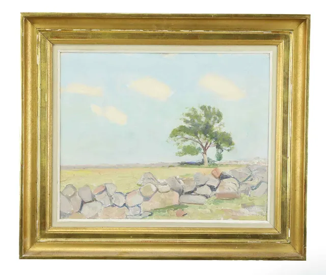 WILLIAM NORDING (1884-1956). Olja på pannå, Ölandsmotiv, signerad, daterad 1943.