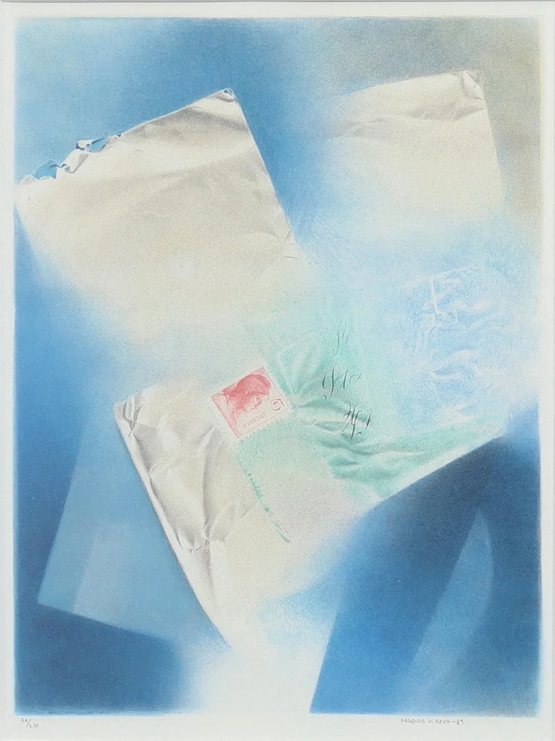 MAGNUS KROOK. Kompsition, färgserigrafi nr 99/250, signerad och daterad -89. — Engravings & Prints — Garpenhus Auktioner