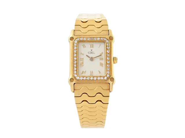 EBEL, Sport Classic, Cal 66, Boett nr. 48 / 866915, damur, 18,5 x 21 (27,5) mm, 18K guld, quartz, safirglas, briljantkrans (40 st. TW-W/VS), integrerad originallänk, längd 150 mm, totalvikt 57,9 gram, ca 1990.