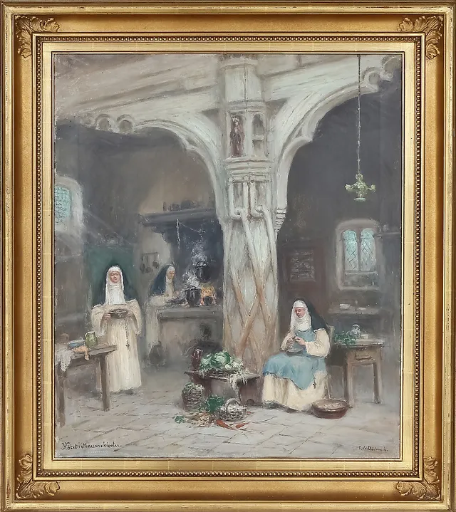 FRANS WILHELM ODELMARK. Klostermiljö, olja på duk, signerad.