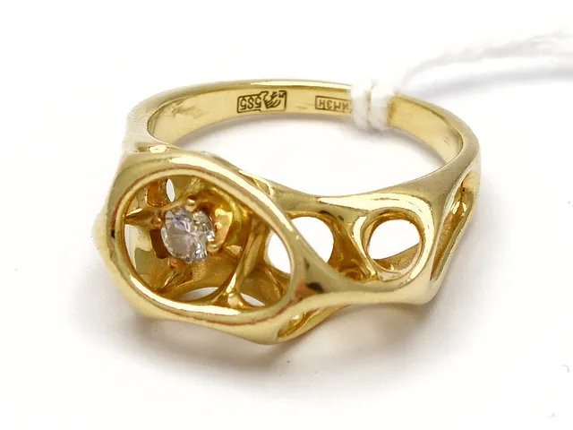 Ring 14K 5,8g med diamant ca0,10ct 17¾