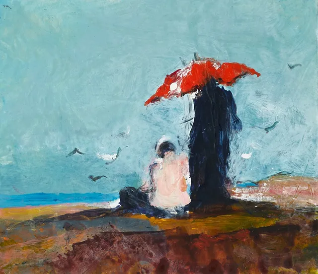BERNDT WENNSTRÖM (född 1946), "Vid havet", signerad, gouache/blandteknik.