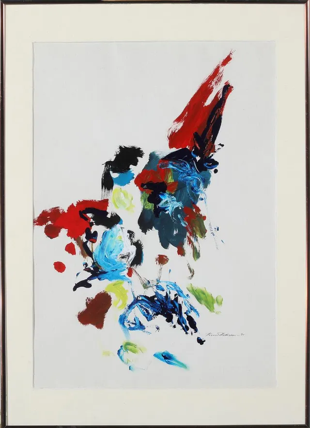Finn Pedersen: Untitled. Signed Finn Pedersen 91. Oil on paper. Visible size 57×40 cm.