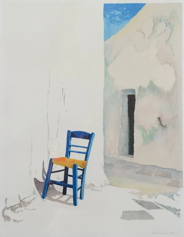 AINA LARSSON. Grekisk komposition, färglitografi, signerad, numrerad EA.