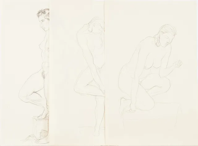 NILS MÖLLERBERG. Modellstudier, 4 st, varav tre st monogramsignerad NM, år 1937.