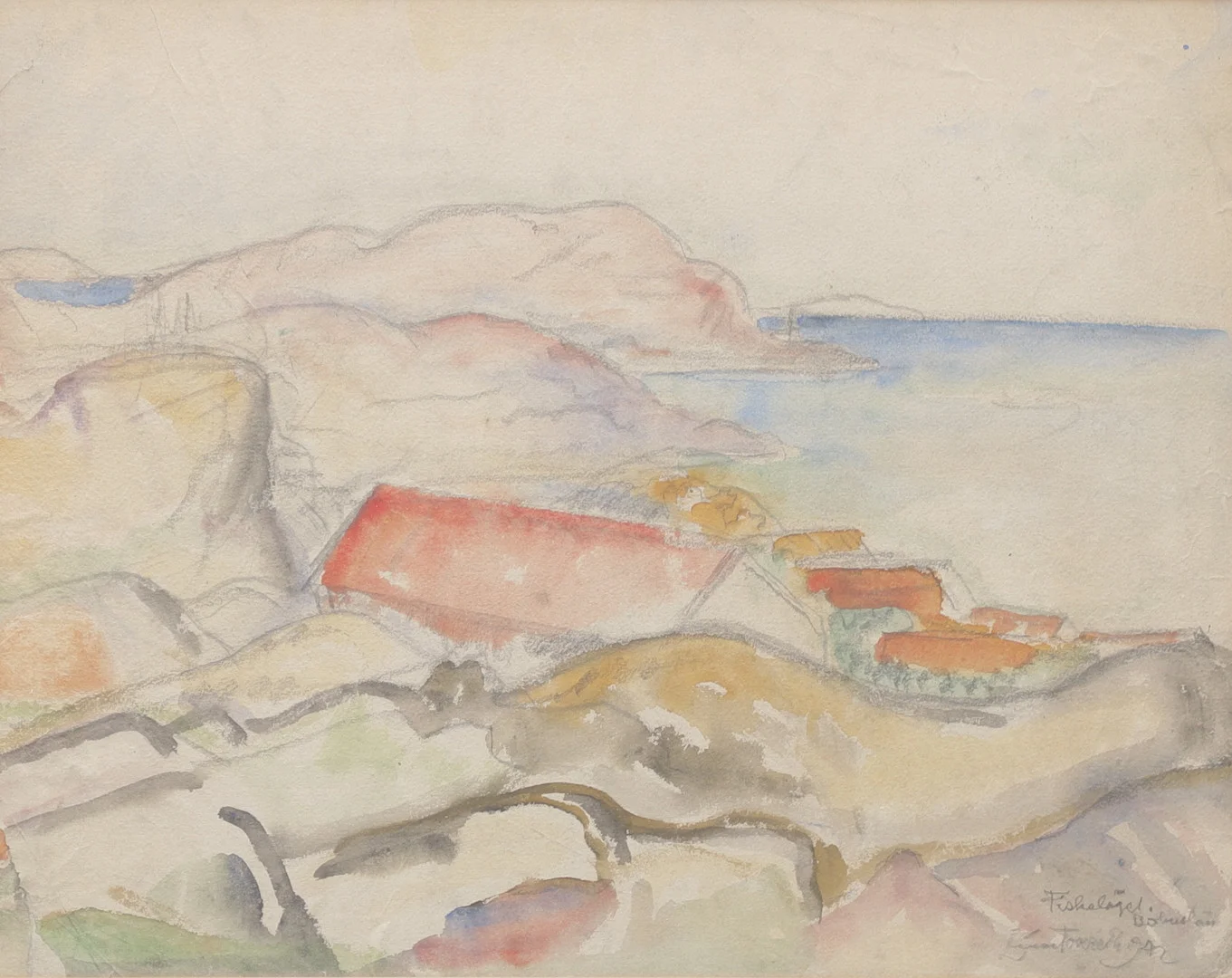 EINAR FORSETH. "Fiskeläget Bohuslän", akvarell, signerad, daterad 1942. — Paintings — Växjö Auktionskammare