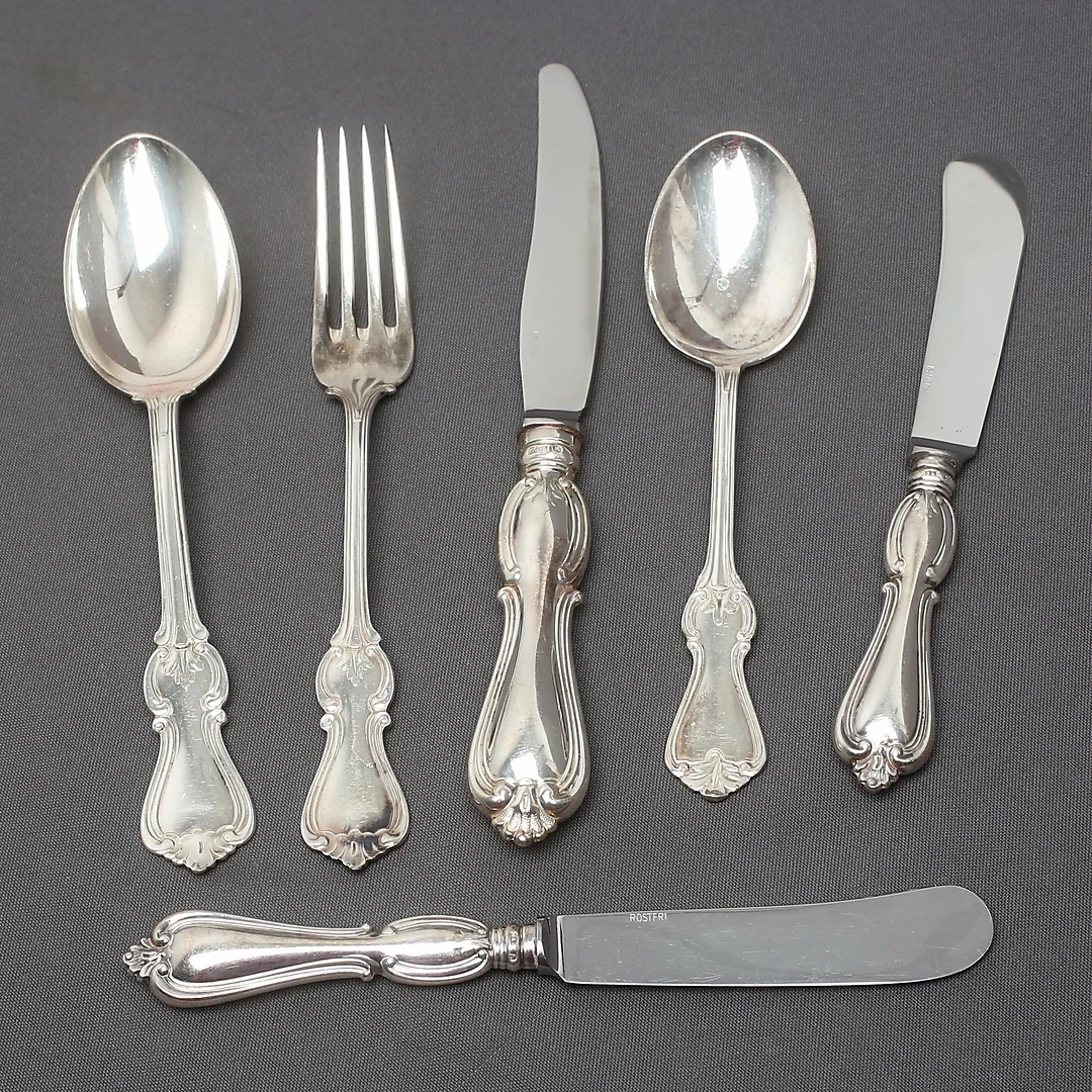 BESTICKSERVIS, 26 delar, silver, "Olga", GAB, 1900-tal. — Silver — Auktionshuset Kolonn