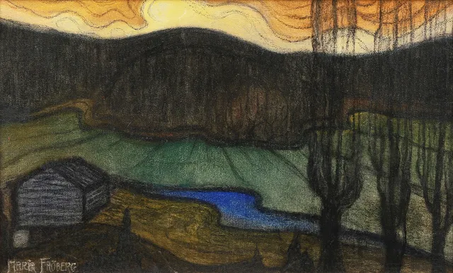 MARIA FRÖBERG (Västerås 1886-1962 Eskilstuna). "Mot hösten", signerad Maria Fröberg, olja på duk.