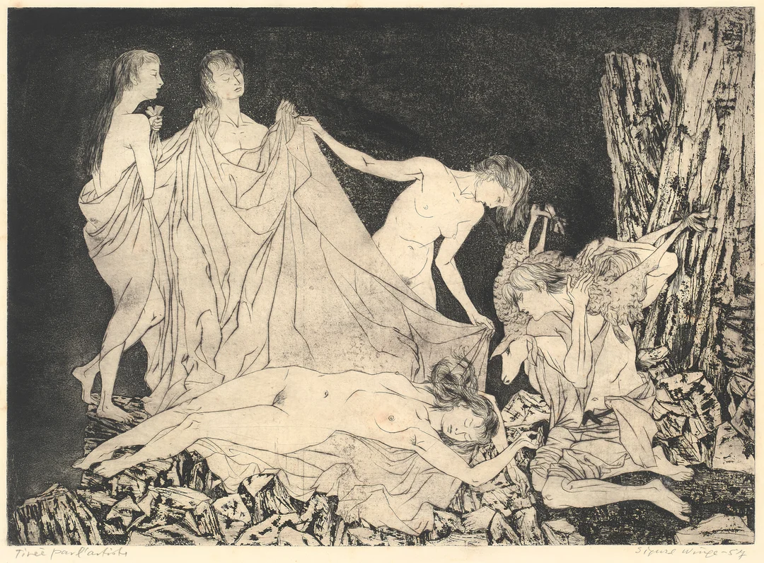 Winge, Sigurd — "Morgen (Underet)" 1957 — Kunst/Grafikk — Blomqvist