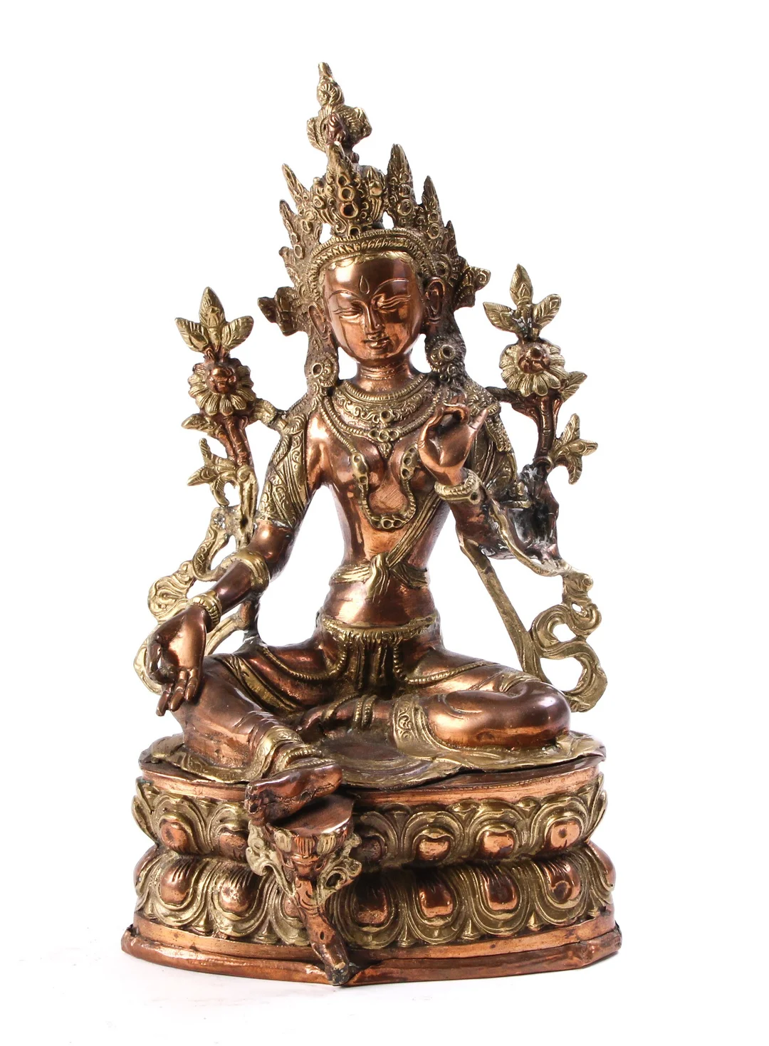 Tibetan Green Tara made of copper and brass — Hobby and collectibles/Asian art — Lauritz