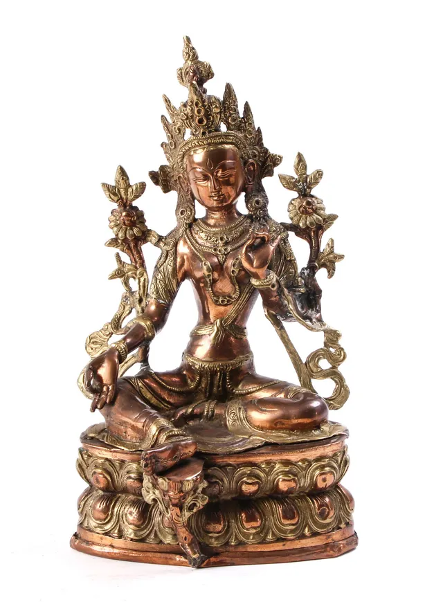 Tibetan Green Tara made of copper and brass
