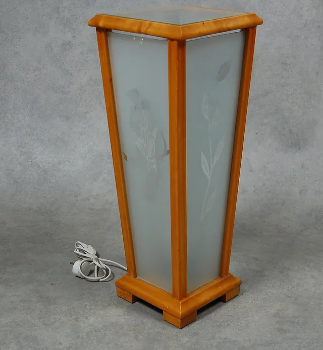 PIEDESTAL, etsat glas, belysning, 1940-tal.