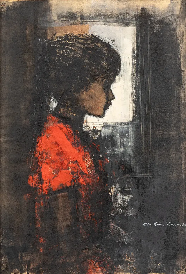 CHRISTIAN BJÖRN LARSEN (DANMARK/SVERIGE 1931–1993). Flicka, gouache, signerad.