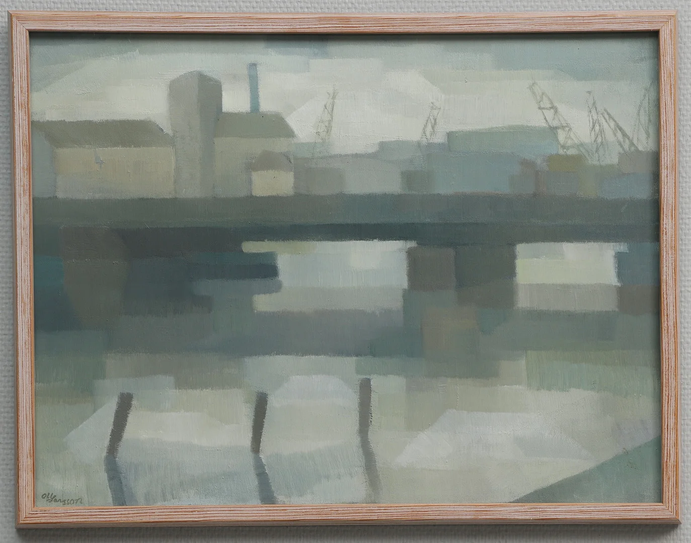 OLLE LARSSON. Olja på duk, hamnmotiv, signerad, 1900-tal. — Paintings — Ekenbergs Auktioner