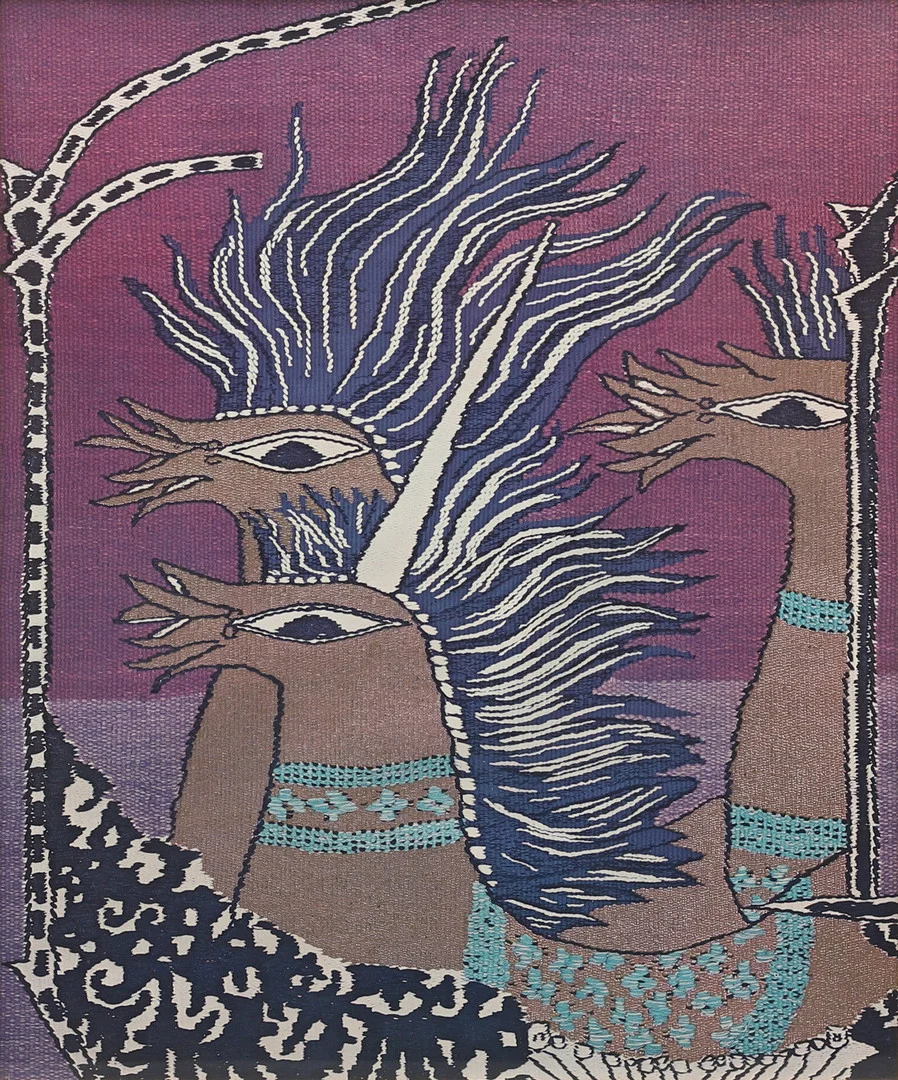 MAX WALTER SVANBERG. Detalj ur gobeläng "Hjulspår", offsettryck. — Engravings & Prints — Garpenhus Auktioner