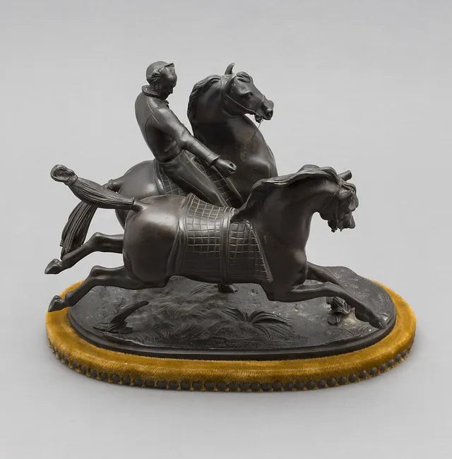 PROBABLY FRENCH SCHOOL, SECOND THIRD OF THE 20TH CENTURY. Rider with two horses.