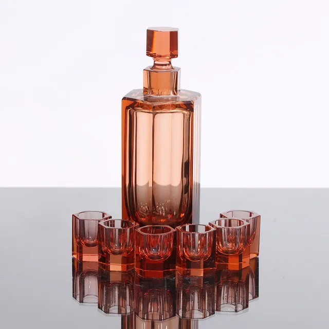 KARAFF samt GLAS, 7 delar, Moser, Karlsbad, Tjeckoslovakien.