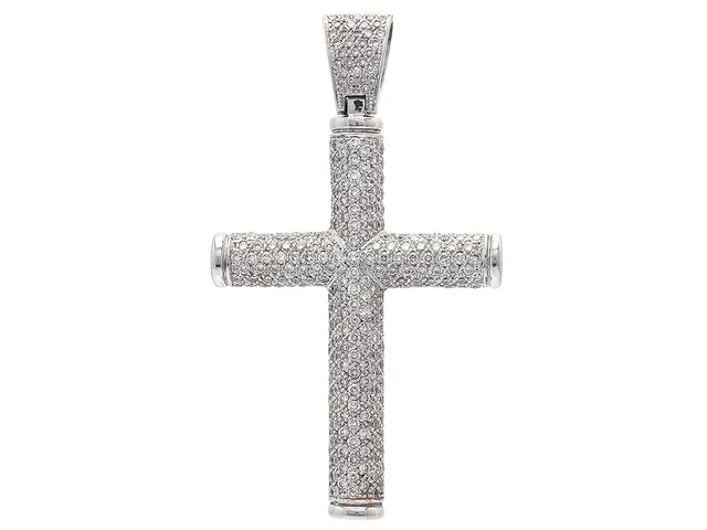 HÄNGE, 18K vitguld, 268 briljantslipade diamanter ca 3,00 ctv, ca W/VS, kors, höjd 6,5 cm, vikt 16,4 g.