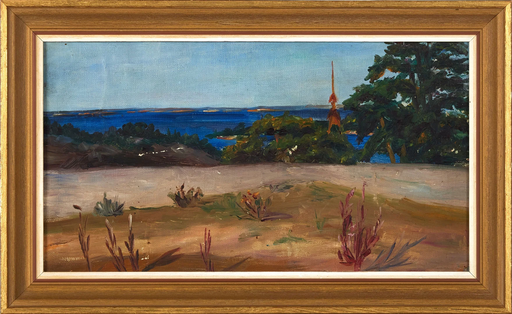 ARTUR BIANCHINI. TILLSKRIVEN. Utsikt från Sandåsen, förstudie från Sandhamn. — Paintings — Stockholms Auktionsverk Magasin 5