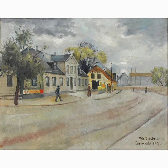 MOGENS VANTORE (1895-1977). Parti fra Brønshøj, olie på lærred, 1931.