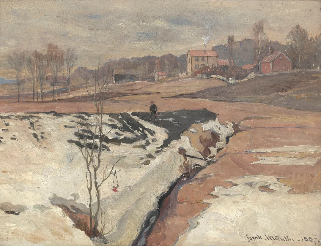 Munthe, Gerhard — Vårløsning på landet, 1887 — Kunst/Maleri — Blomqvist