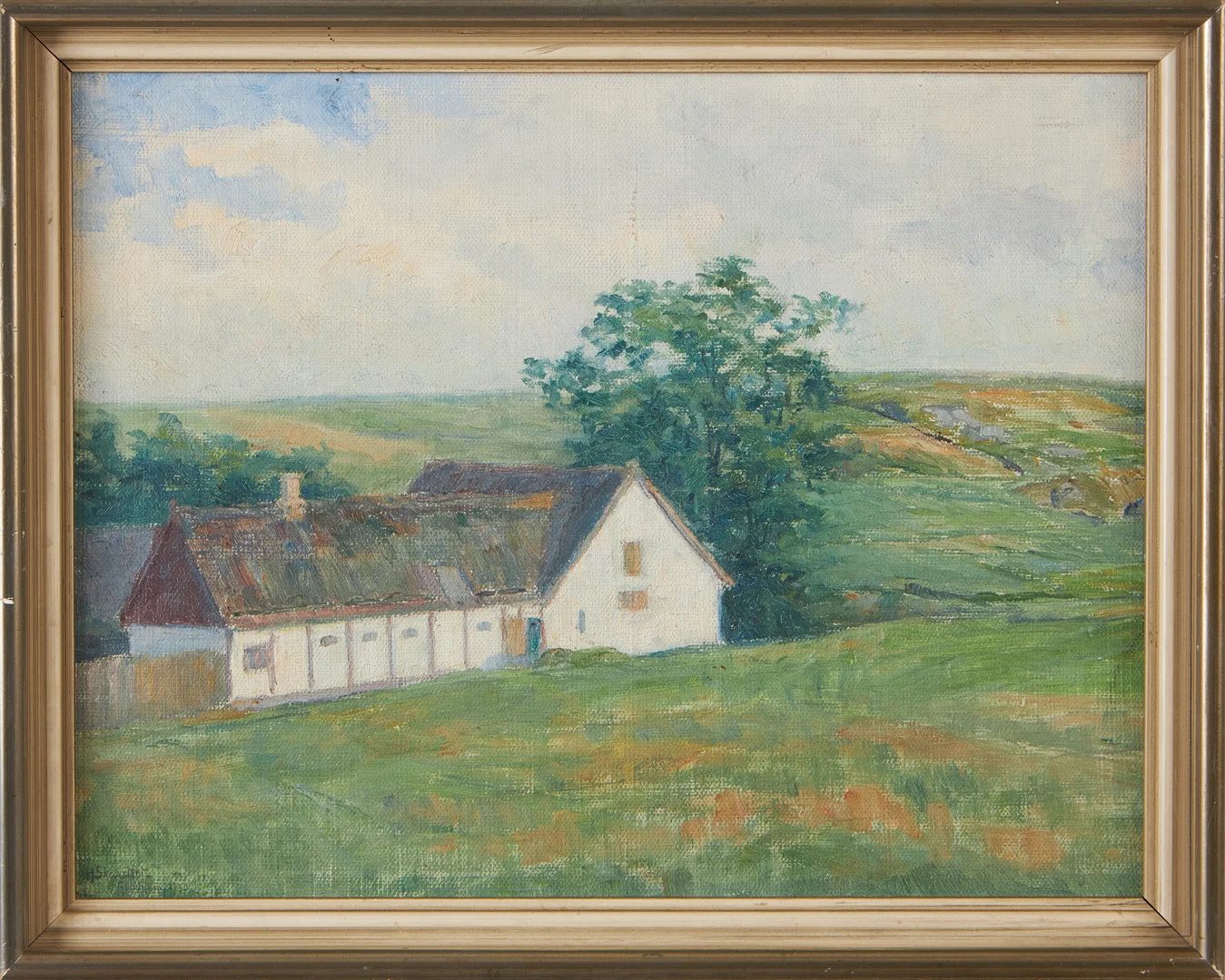 HEDVIG SKARSTEDT (1869-1954). Skånegård, olja på pannå, signerad. — Paintings — Stockholms Auktionsverk Magasin 5