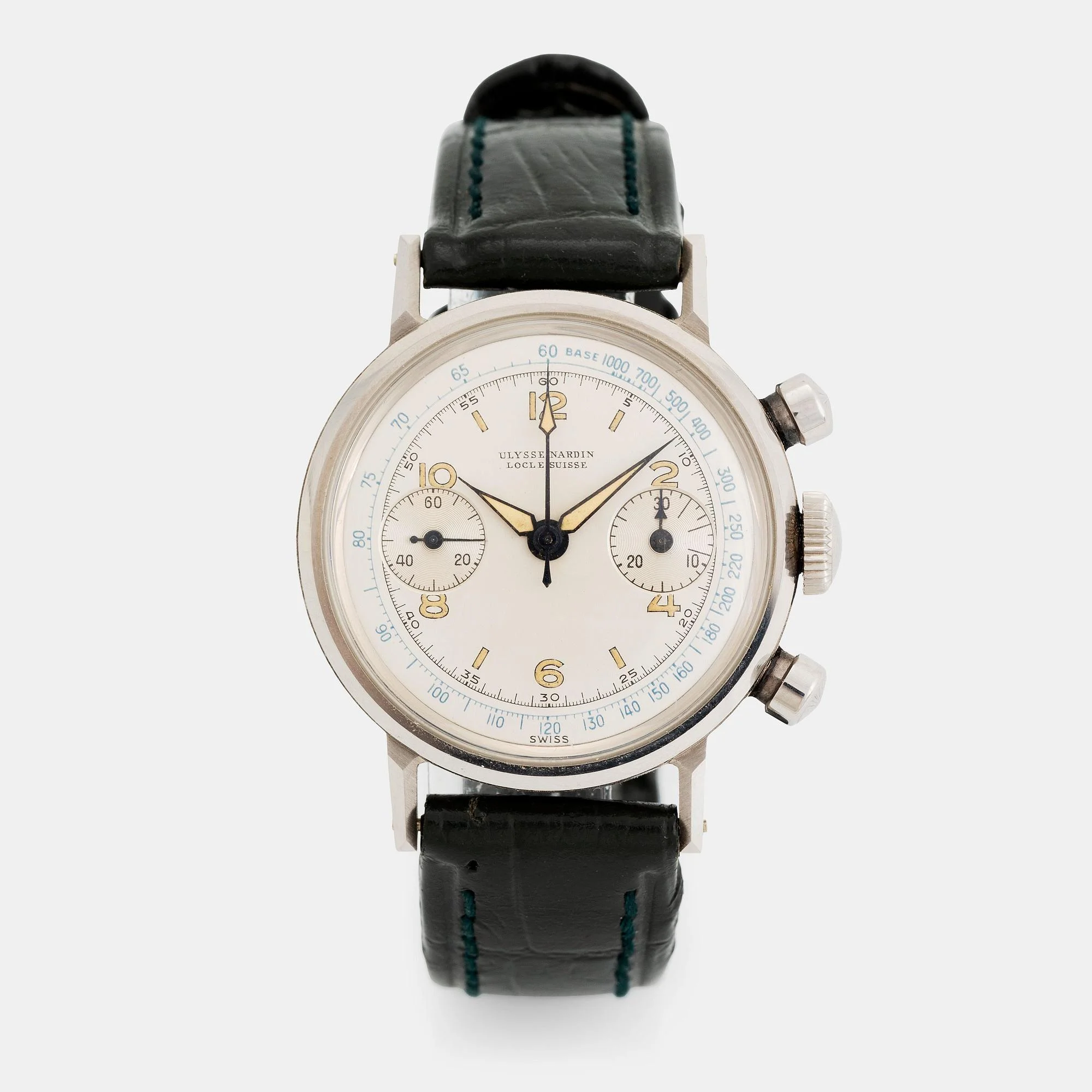 Ulysse Nardin, Locle Suisse, kronograf, "François Borgel Case", ca 1945. — Bukowskis