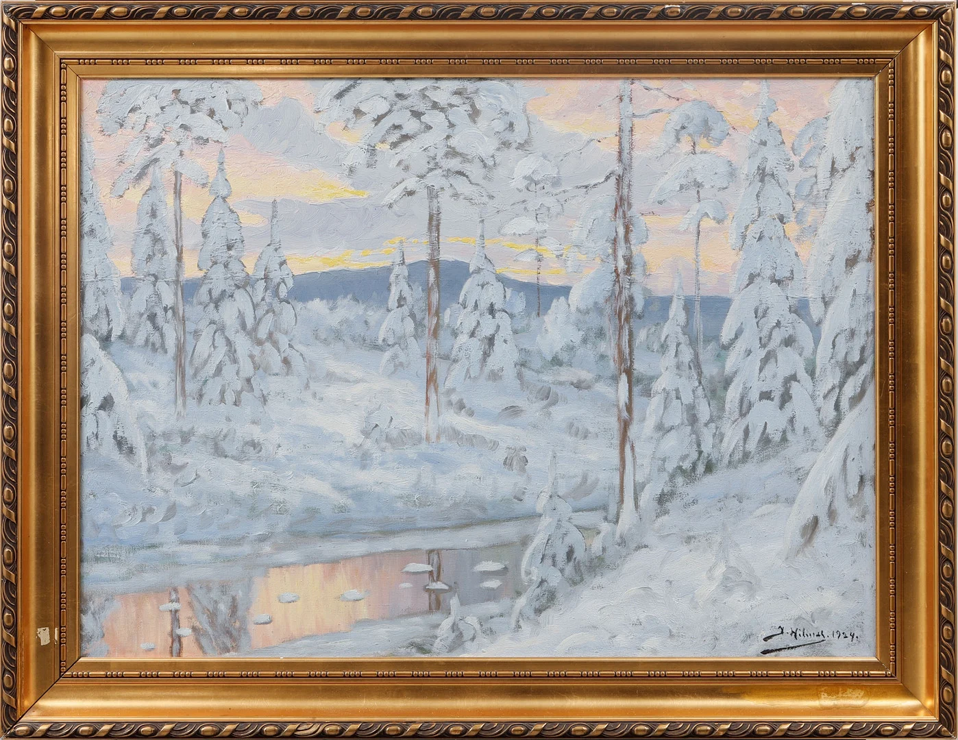JOHAN HILDING HÄGLEBY. Vinterlandskap, olja på duk, signerad och daterad 1924. — Paintings — Göteborgs Auktionsverk