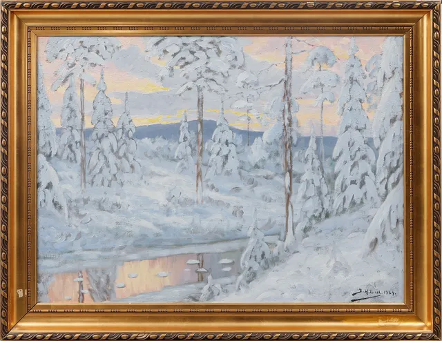 JOHAN HILDING HÄGLEBY. Vinterlandskap, olja på duk, signerad och daterad 1924.